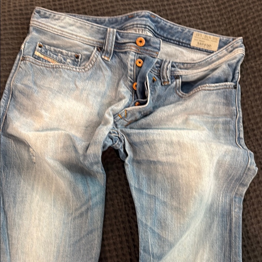 Diesel Blue Slim Jeans with Vintage Fading